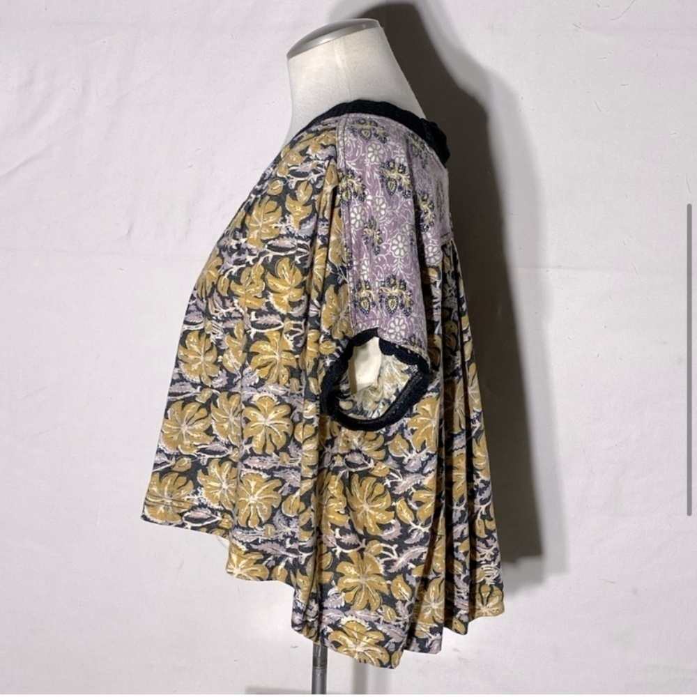 Free People Yellow Floral Leilani Crop With Crochet Lace Trim S - Picture 4 of 13